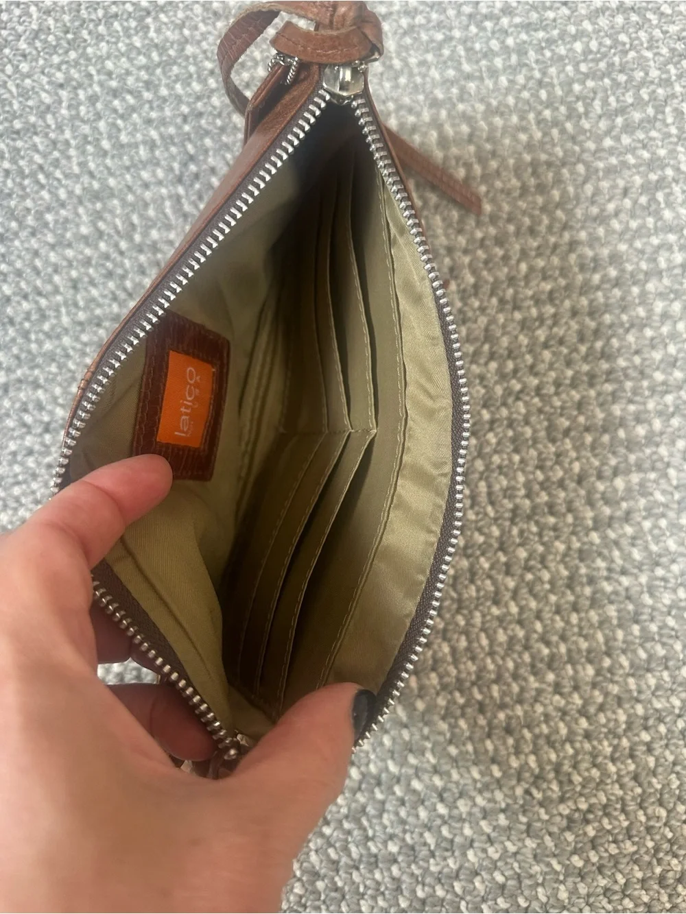 latico Brown Leather Wristlet Clutch